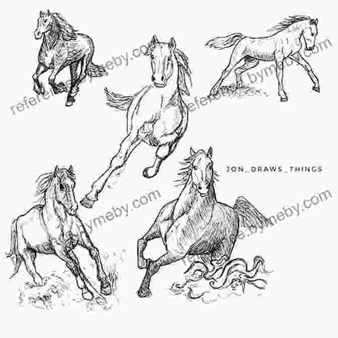 Sequence Of Sketches Capturing The Dynamic Movement Of A Running Horse How To Draw Animals Step By Step Guide